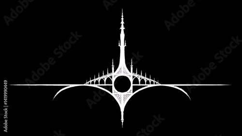 Obraz na płótnie Architectural Silhouette of a Bridge Against a Dark Background with Unique Tower Structure Design. w salonie