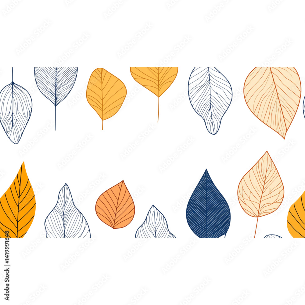 Obraz premium Autumn Leaves Seamless Pattern Design Vector