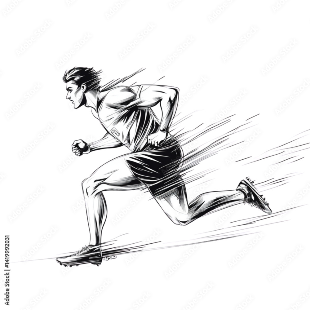 Dynamic Black And White Illustration Of A Person Running Vector Dynamic Black And White Illustration Of A Person Running Vector