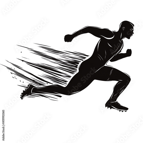 Silhouette Of A Person Running At High Speed Vector