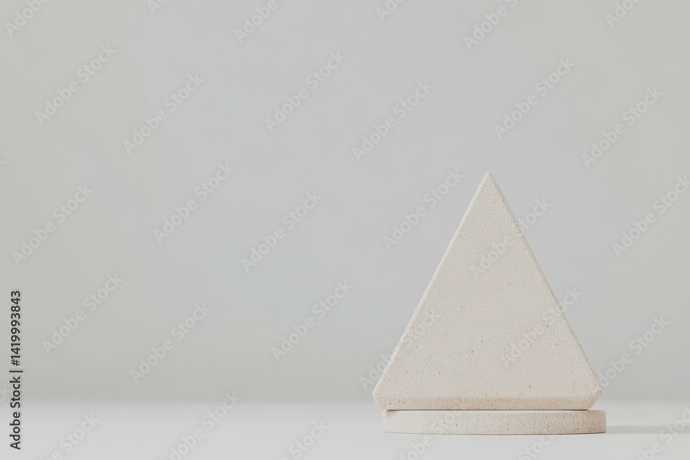 Fototapeta premium Minimalist cream-colored triangle on a circular platform