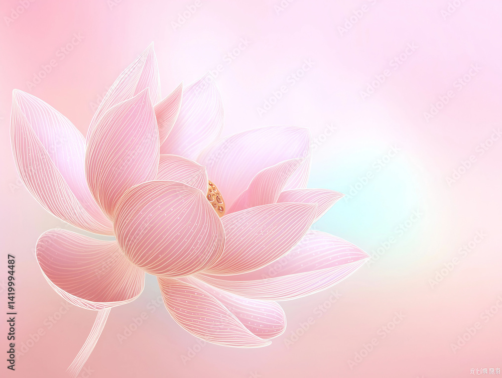 close-up view of a lotus flower with delicate pink petals. The petals are softly overlapping, creating a harmonious and fluid pattern. close-up view of a lotus flower with delicate pink petals. The petals are softly overlapping, creating a harmonious and fluid pattern.