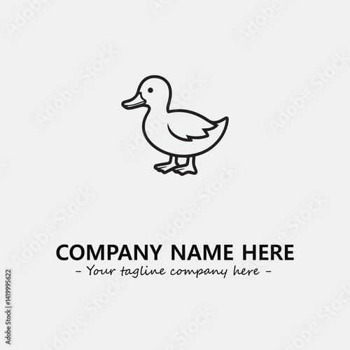 Duck illustration black and white for logo company vector image
