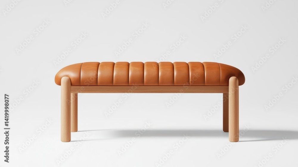A refined ecoleather bench with a sleek frame made of sustainably sourced wood