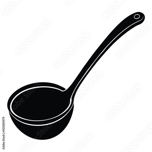 Isolated Black Vector ladle WIith White Background