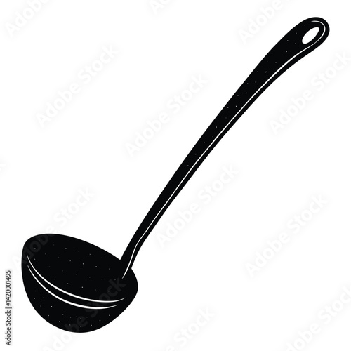 Isolated Black Vector ladle WIith White Background