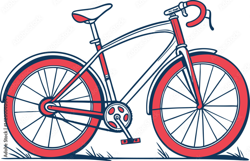 Fototapeta premium Detailed Bicycle Vector Illustration with Basket and Elegant Design for Urban Lifestyle and Eco-Friendly Projects
