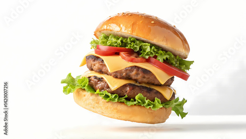 Wallpaper Mural Photorealistic Cheeseburger with Double Beef Patties, Melted Cheese, and Fresh Vegetables Torontodigital.ca