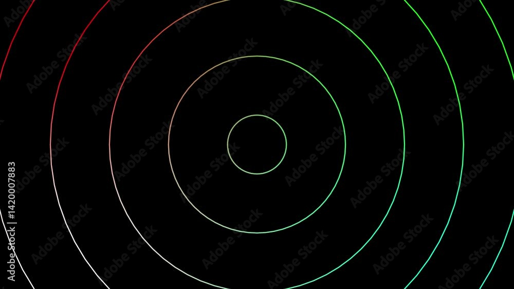 white radar transmitting radio waves, radial ultrasound on black background. Tunel Loop Seamless