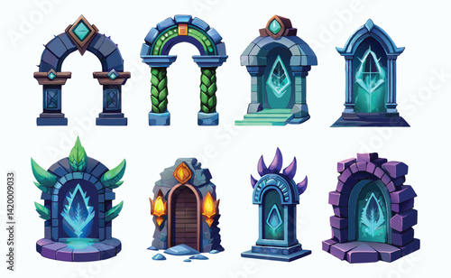 Magic Portal Icon – Sorcery Fairy Tale Door Arch for Witchcraft & Game Design – Vector Element