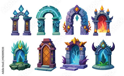 Magic Portal Icon – Sorcery Fairy Tale Door Arch for Witchcraft & Game Design – Vector Element