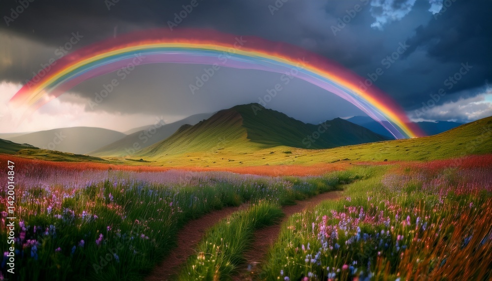 Obraz premium A serene landscape filled with life and color.