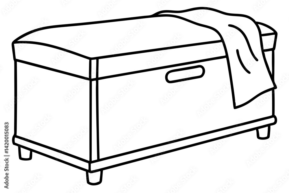 Blanket Chest Line Art Vector Illustration Blanket Chest Line Art Vector Illustration
