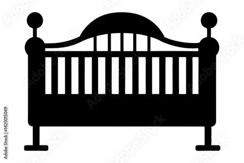 Baby Crib Black Silhouette Vector Illustration