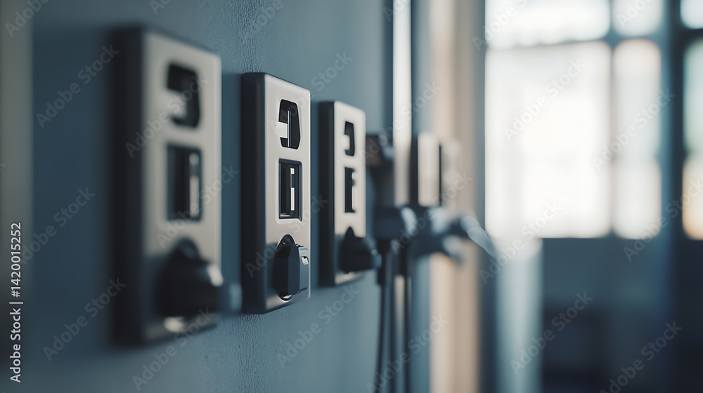 Electrician wiring outlets in office space. Featuring expertise and precision Electrician wiring outlets in office space. Featuring expertise and precision