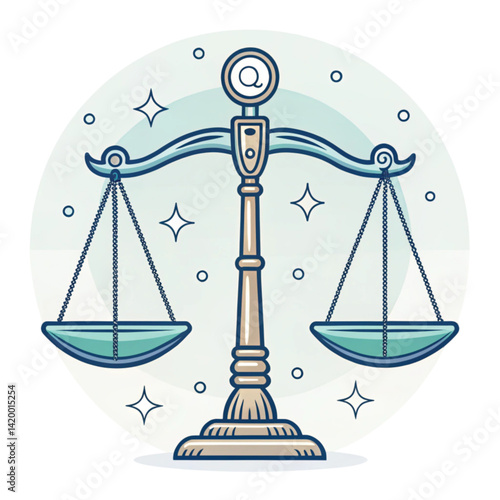 Legal scales symbolizing justice in a colorful and modern style  