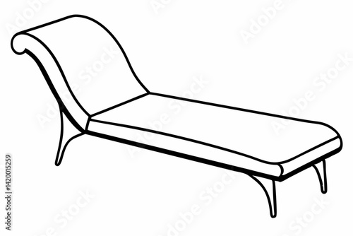 Chaise Lounge Line Art Vector Illustration