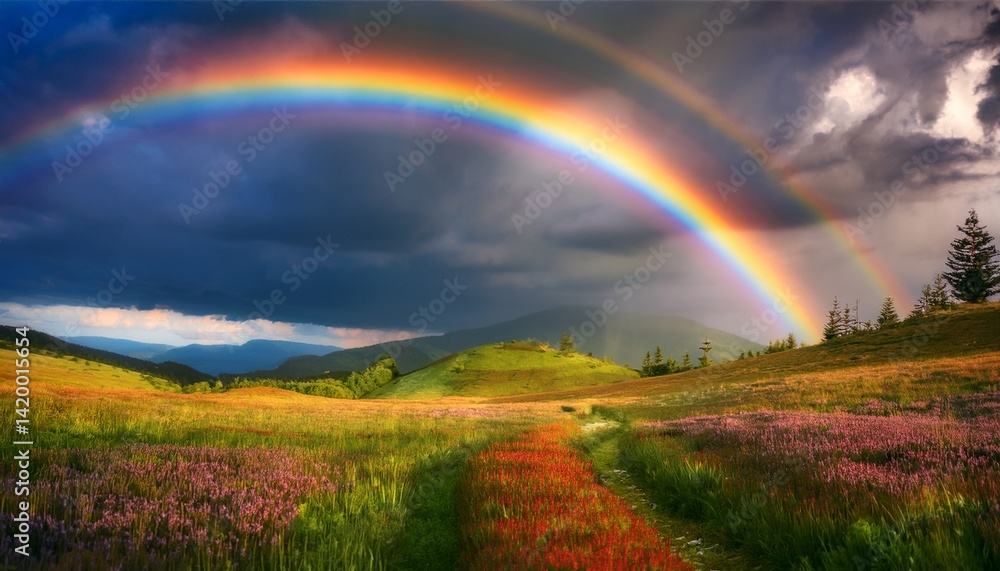 Obraz premium A serene landscape filled with life and color. 