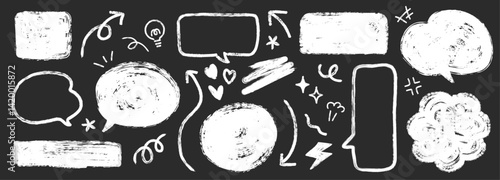 モノクロの手書きのふきだしセット