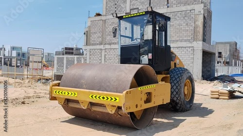 Road Roller
Yellow color Road Base Roller park on construction site