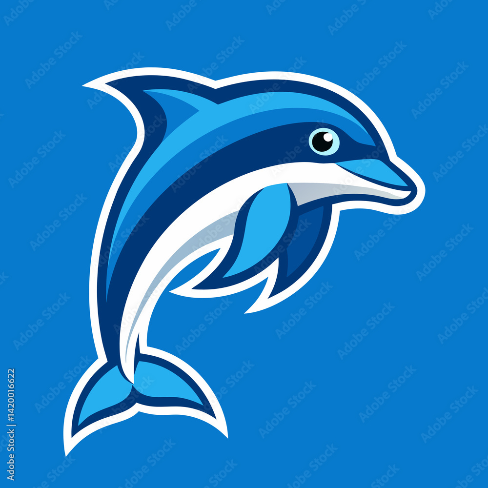 dolphin silhouette vector illustration on blue background.
dolphin silhouette vector illustration on blue background.
