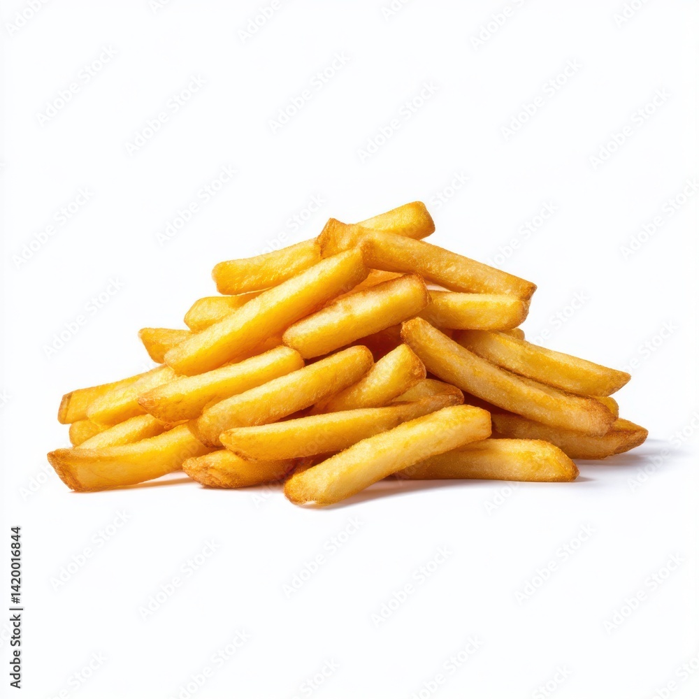 Pile of crispy French fries isolated on white background Pile of crispy French fries isolated on white background