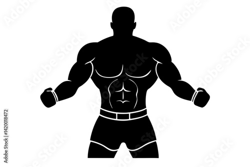 A strong boxer vector silhouette illustration isolated on white background