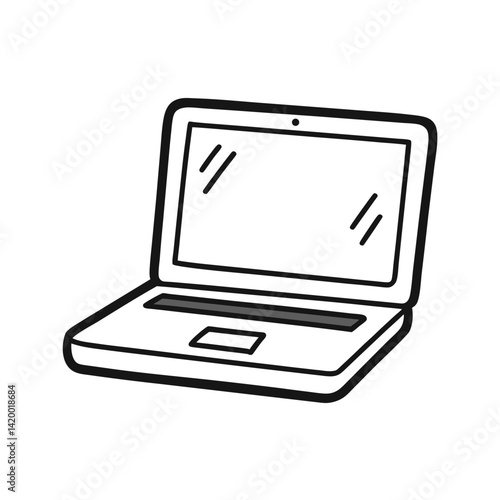 laptop with shield icon secure computing doodle vector