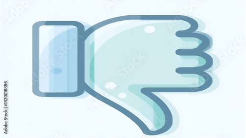 Cartoon Hand Giving Thumbs Down Gesture Negative Feedback Dislike Symbol Bad Sign in Blue Hues.