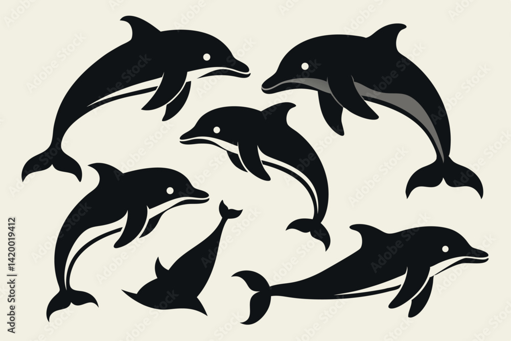 Obraz premium dolphin silhouette set.