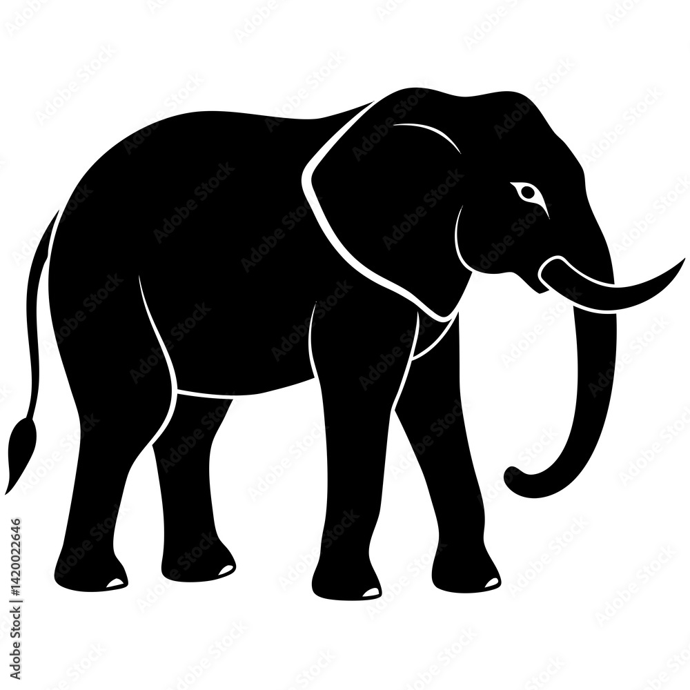 Fototapeta premium Elephant vector silhouette illustration isolated on white background