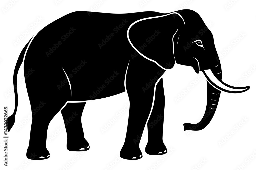 Fototapeta premium Elephant vector silhouette illustration isolated on white background