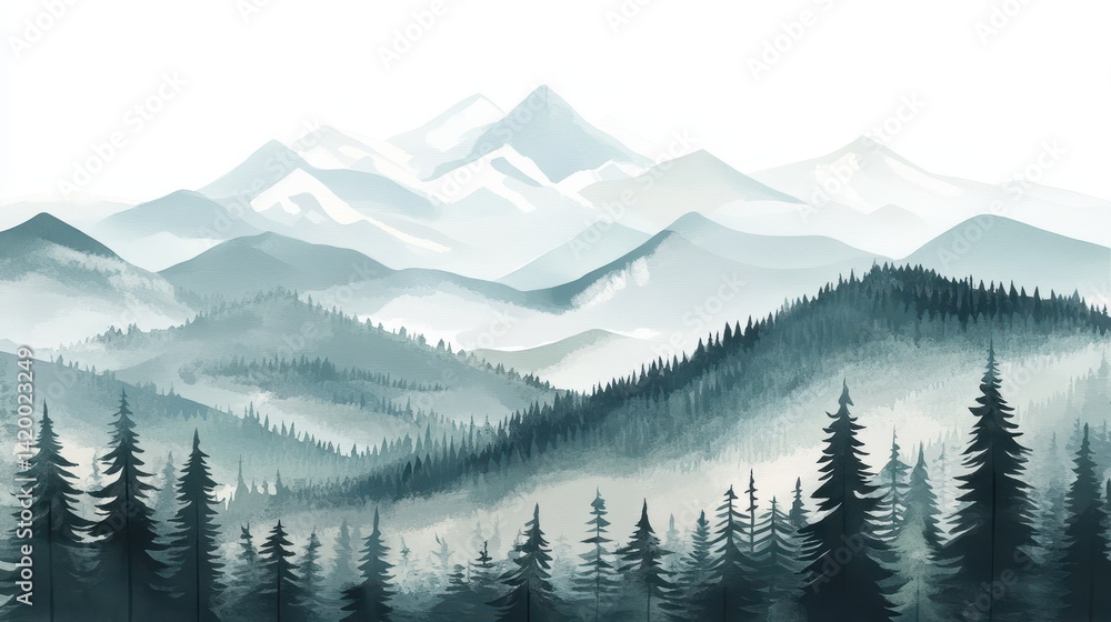 Fototapeta premium Misty Blue Mountain Forest