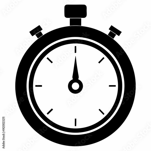 Stopwatch silhouette vector black on white background