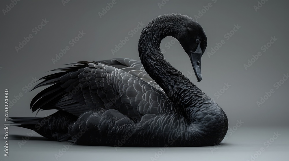 Fototapeta premium Black Swan Resting on Water – Elegant Wildlife Scene