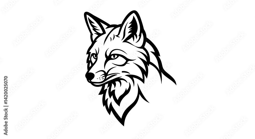 Obraz premium Fox Head Outline Drawing