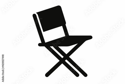 Folding Chair Black Silhouette Vector Illustration