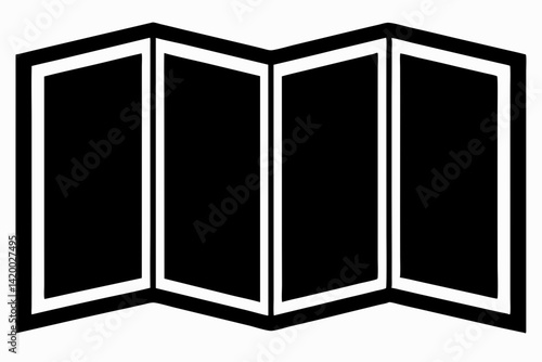Folding Screen Black Silhouette Vector Illustration