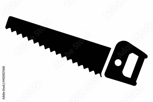Hand Saw Black Silhouette Vector Illustration