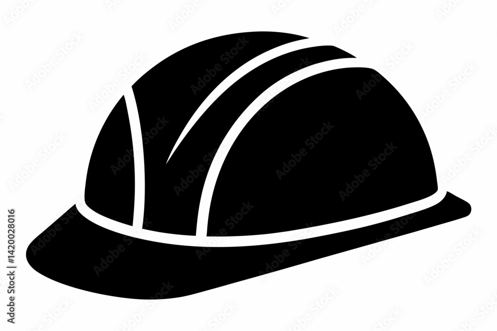 Fototapeta premium Hard Hat Black Silhouette Vector Illustration