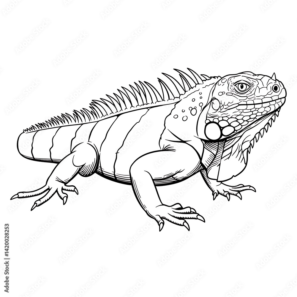 Obraz premium Iguana Illustration - Detailed Line Art