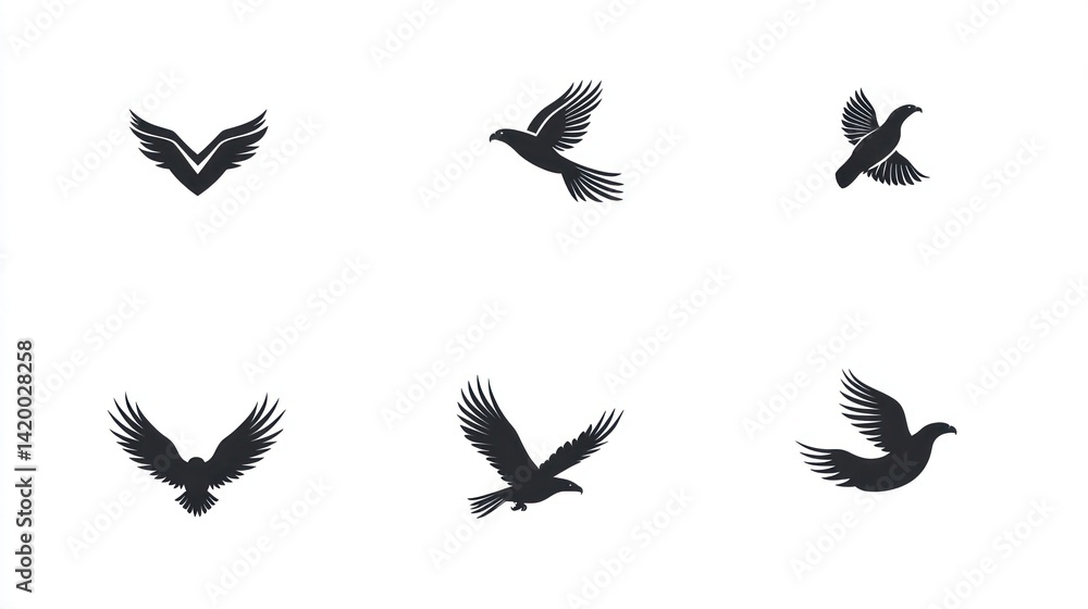 Bird silhouettes in flight, graphic design Bird silhouettes in flight, graphic design