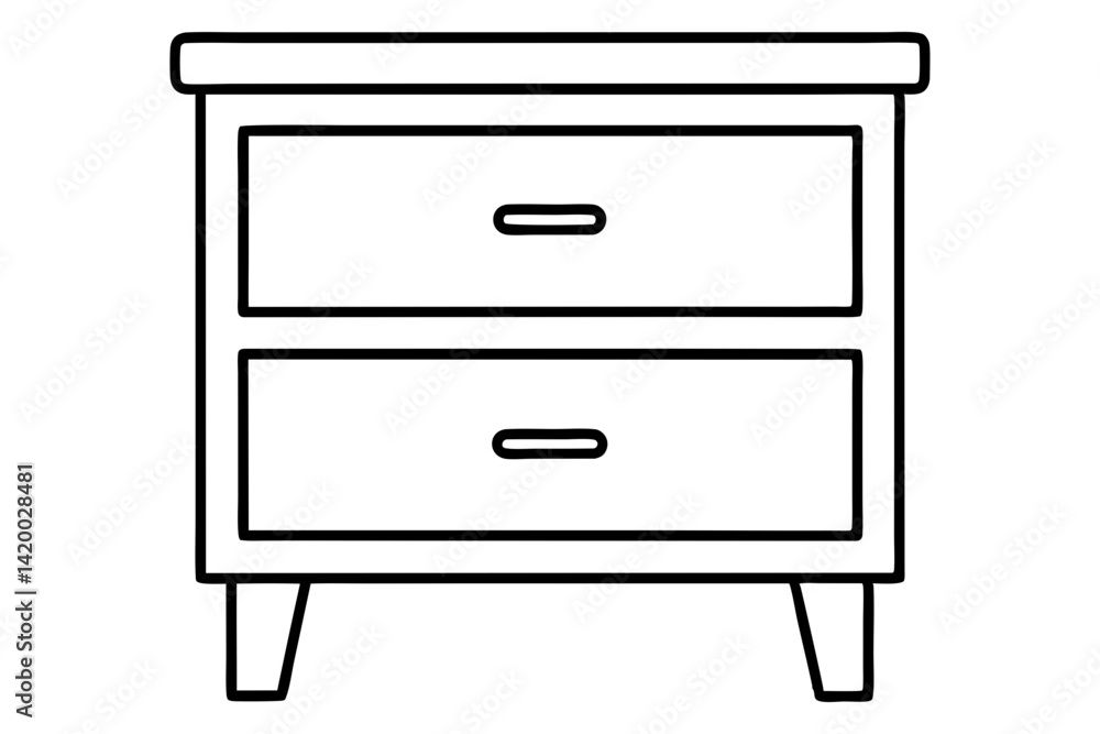 Nightstand Line Art Vector Illustration Nightstand Line Art Vector Illustration
