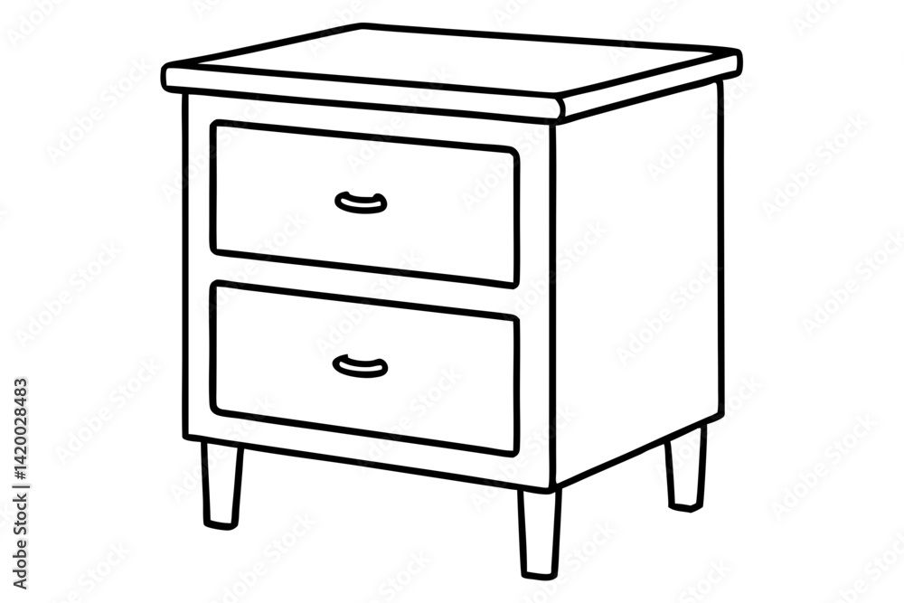 Nightstand Line Art Vector Illustration Nightstand Line Art Vector Illustration
