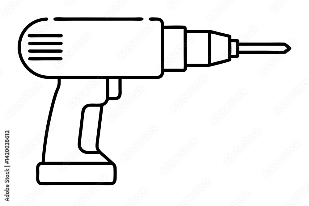 Power Drill Line Art Vector Illustration Power Drill Line Art Vector Illustration