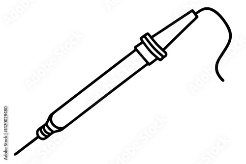 Soldering Iron Line Art Vector Illustration