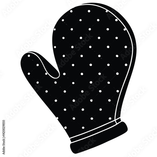 Isolated Black Vector oven mitt WIith White Background