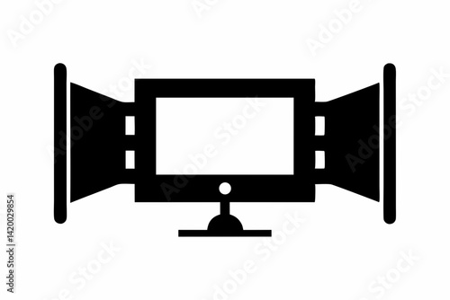 TV Wall Mount Black Silhouette Vector Illustration