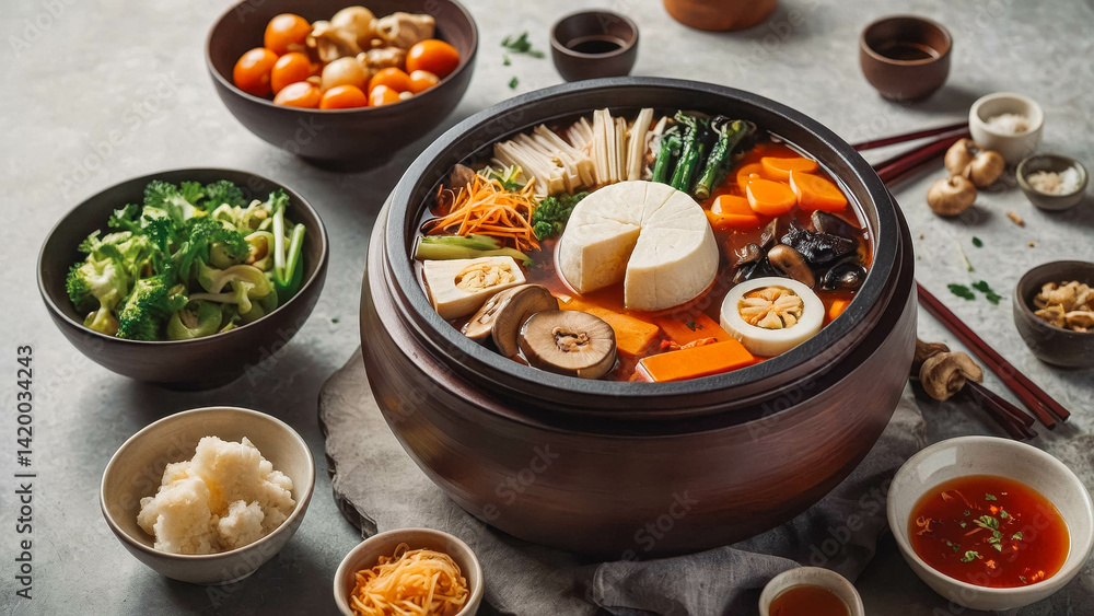 Vegetable Hot Pot with Tofu and Mushrooms Vegetable Hot Pot with Tofu and Mushrooms