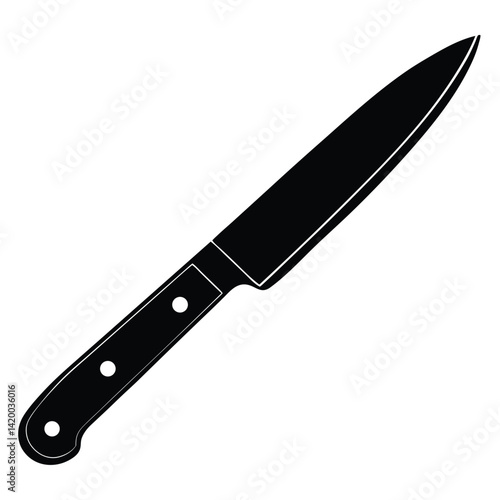 Isolated Black Vector paring knife WIith White Background